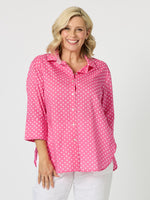 Summer Spot Print Cotton Shirt - Pink