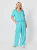 Luella Wide Leg Linen Pant - Seafoam