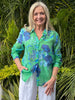 Garden Bloom Floral Sheer Shirt - Elm Blue