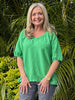 Lino V Neck Top - Elm