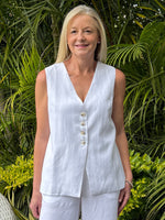 Lino Long Vest-White