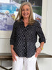 Get Spotty Print Sheer Shirt - Navy/White