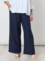 Lino Wide Leg Pant - Navy