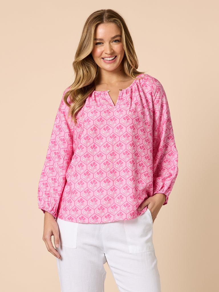 Floral Art Top - Pink