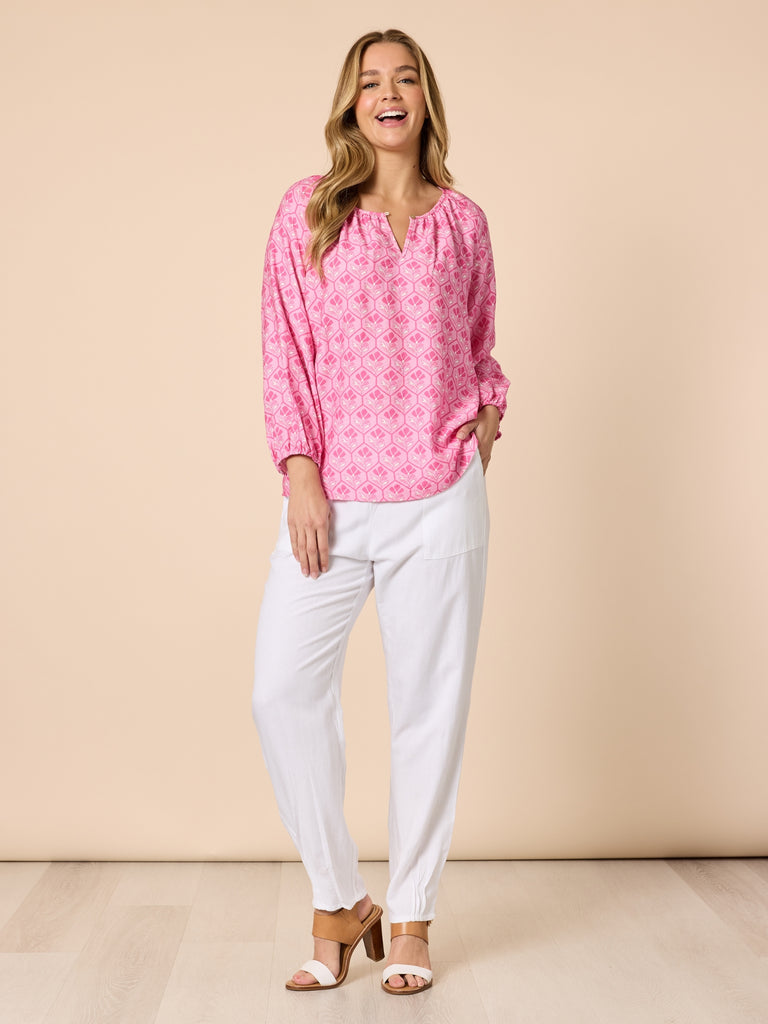 Floral Art Top - Pink