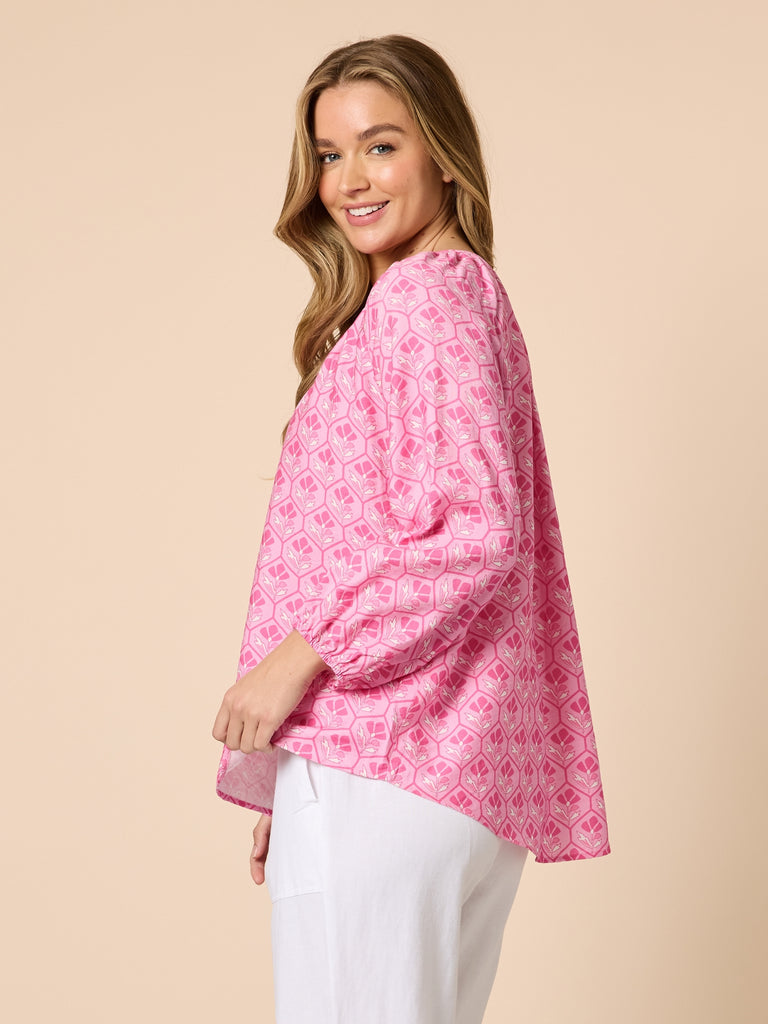 Floral Art Top - Pink