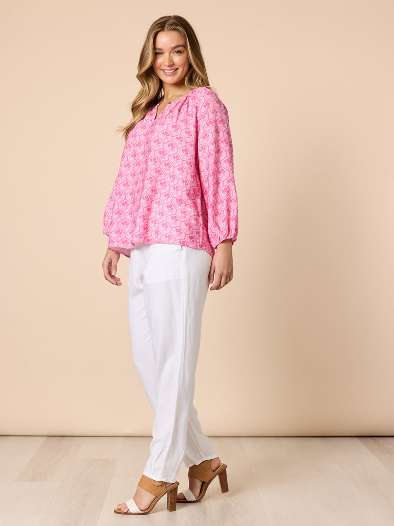 Floral Art Top - Pink