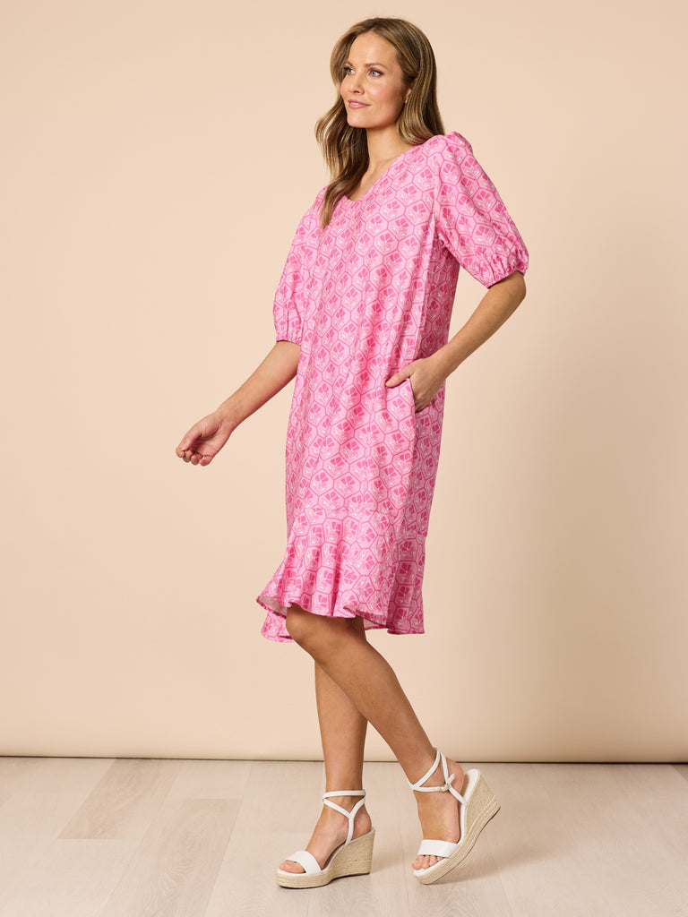 Floral Art Dress - Pink