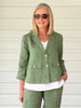 Danielle Linen Cropped Blazer - Khaki
