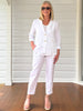 Danielle Linen Cropped Blazer - White