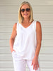 The Lino Button Back Cami - White