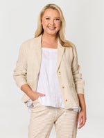 Danielle Linen Cropped Blazer - Natural