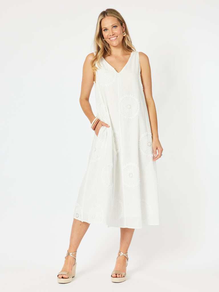 Emanuella Sleeveless Dress - Ivory
