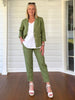 Sarah Linen Pleat Hem Pant - Basil