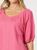Lino V Neck Top - Peony