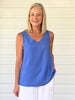 The Lino Button Back Cami - Sardinia Blue