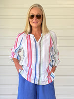 Havana Stripe Top - Basil Multi
