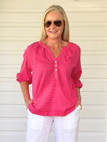 Mykonos Check Shirt - Peony