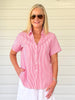 Piper Short Sleeve Shirt - Pink / White Stripe