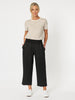 Lara Linen Wide Leg Pant - Black