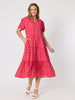 French Rose Midi Dress - Red