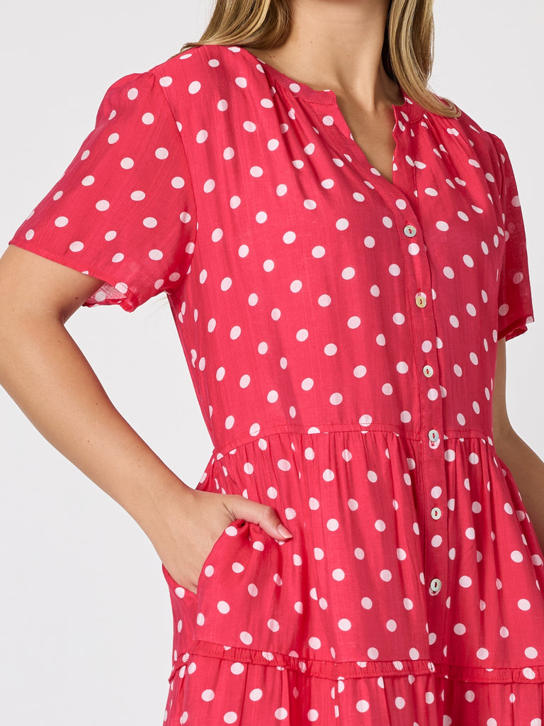 French Rose Midi Dress - Red