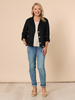 Danielle Cropped Linen Blazer - Black