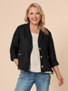 Danielle Cropped Linen Blazer - Black