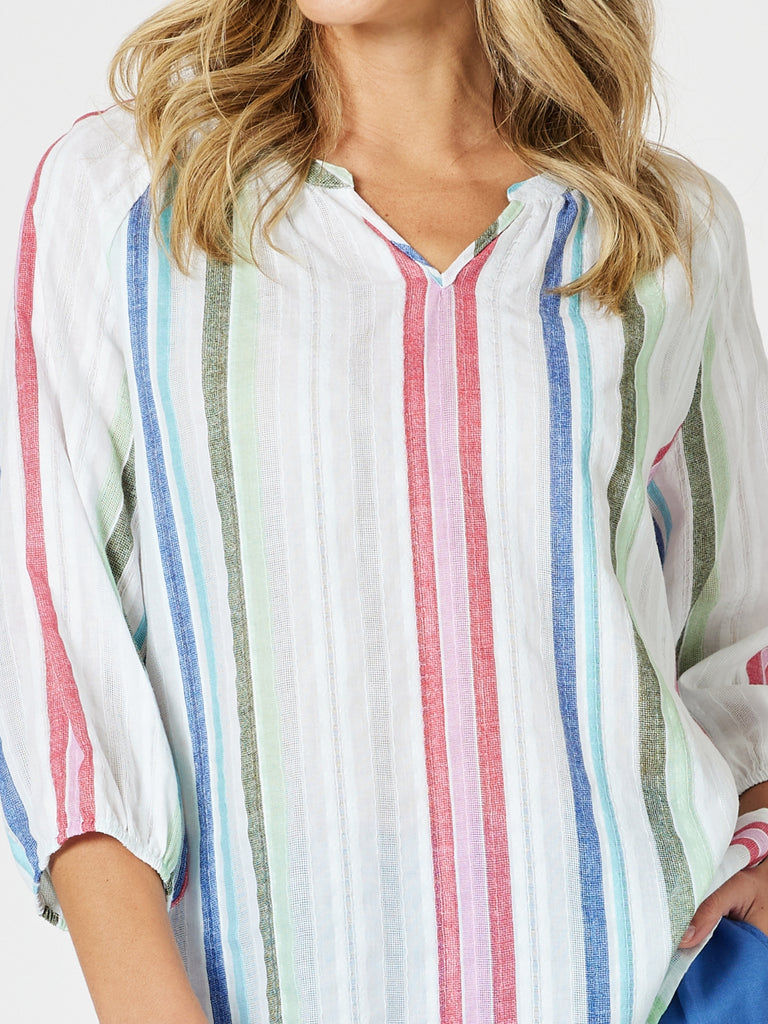 Havana Stripe Top - Basil Multi