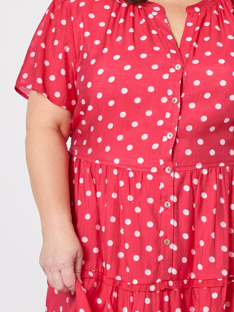 French Rose Midi Dress - Red