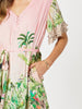 Toucan Ruffle Sleeve Midi Dress - Pink