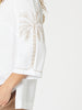 Palm Embroidery Lino Top - White / Natural