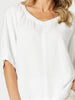 Lino V Neck Top - White gordon smith