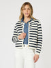 Cape Town Stripe Print Cardigan - Navy/Ivory - Gordon Smith