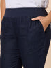 Sarah Linen Pleat Hem Pant - Navy gordon smith