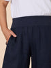 Lara Linen Wide Leg Pant - Navy
