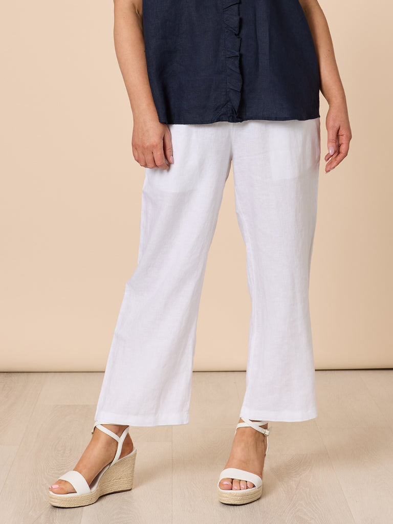 Lara Linen Wide Leg Pant - White gorodon smith