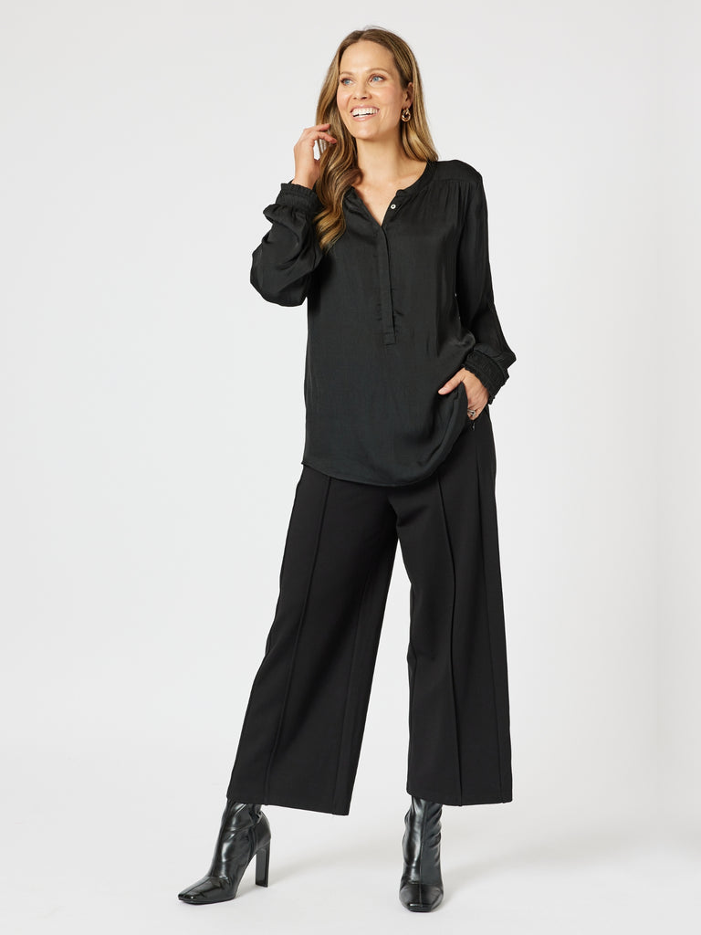 Luxe Nehru Top - Black