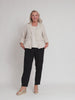 Sarah Linen Pleat Hem Pant - Black