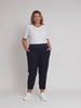 Sarah Linen Pleat Hem Pant - Navy