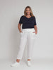 Sarah Linen Pleat Hem Pant - White