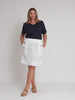 Mimi Ruffle Hem Linen Skirt - White