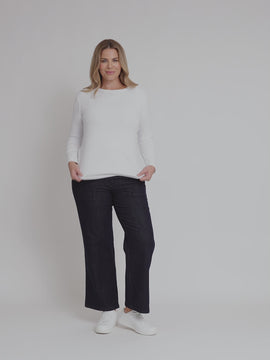 Crew Neck Long Sleeve Top - White GORDON SMITH