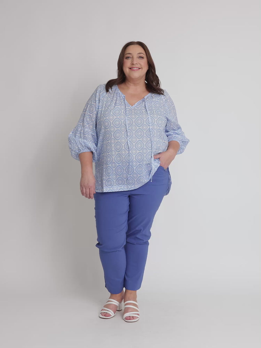 Mosaic Print Top - Blue