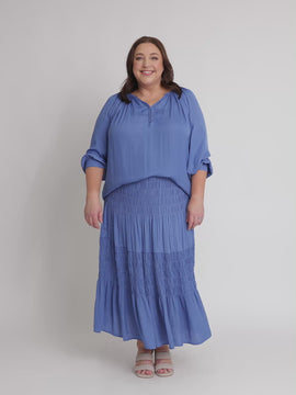 Lux Ruche Skirt - Pacific Blue