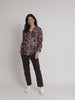 Montana Floral Print Sheer Shirt - Coffee Multi
