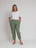 Sarah Linen Pleat Hem Pant - Khaki