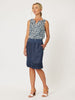 Ruffle Hem Linen Skirt - Navy
