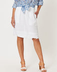 Ruffle Hem Linen Skirt - White