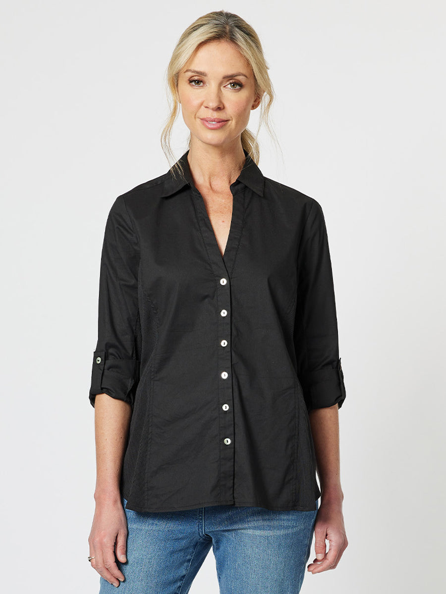 Emma Rib Detail Shirt - Black